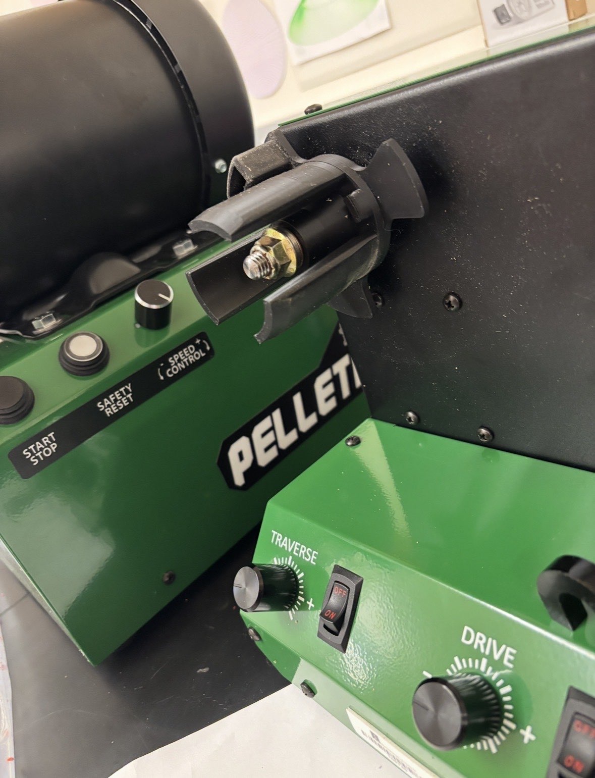 Original attachment mounted on the Filabot spooler unit.