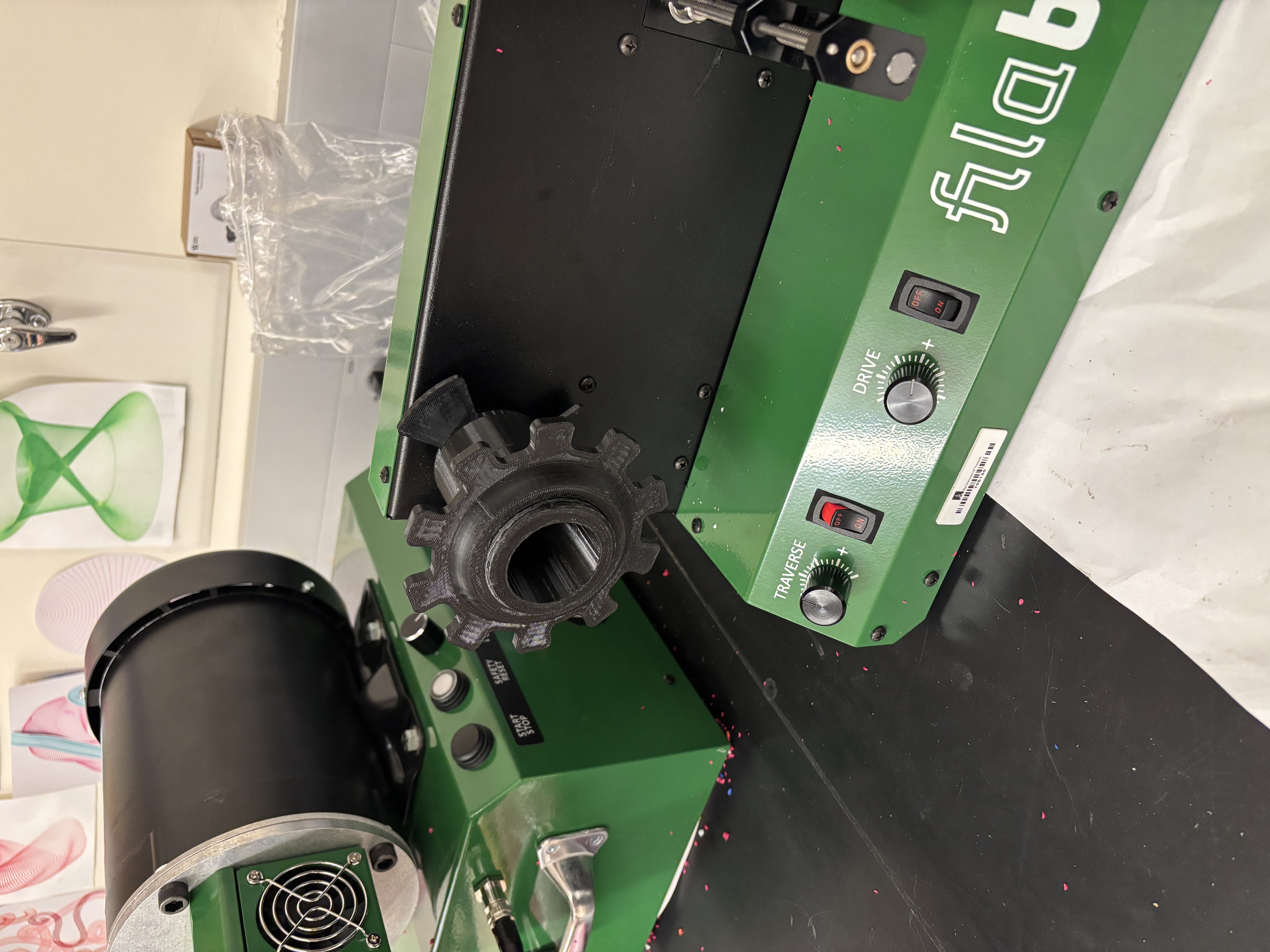 My custom attachment fitted to the Filabot spooler unit.