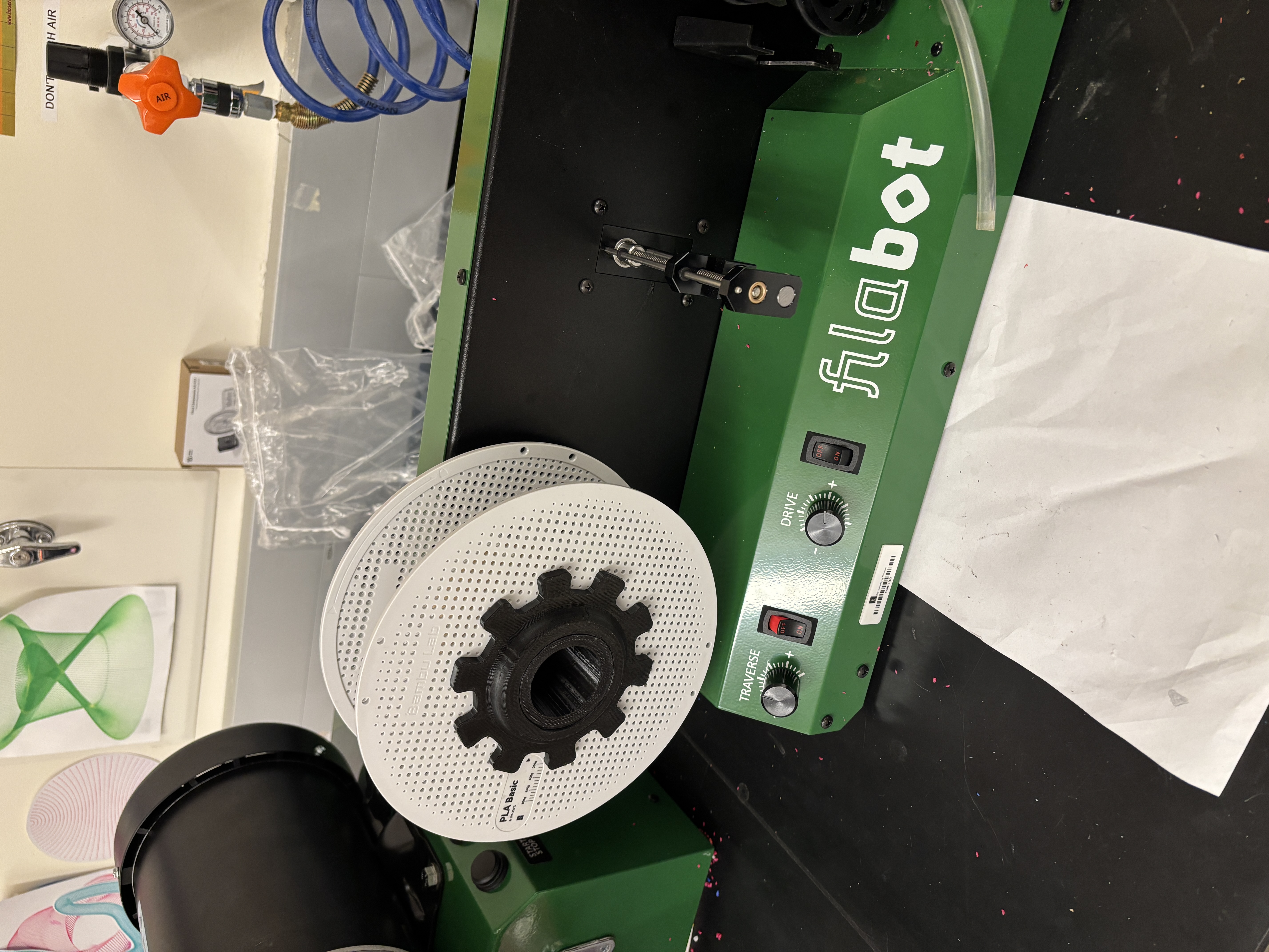 Complete setup with my adapter holding a Bambu spool.